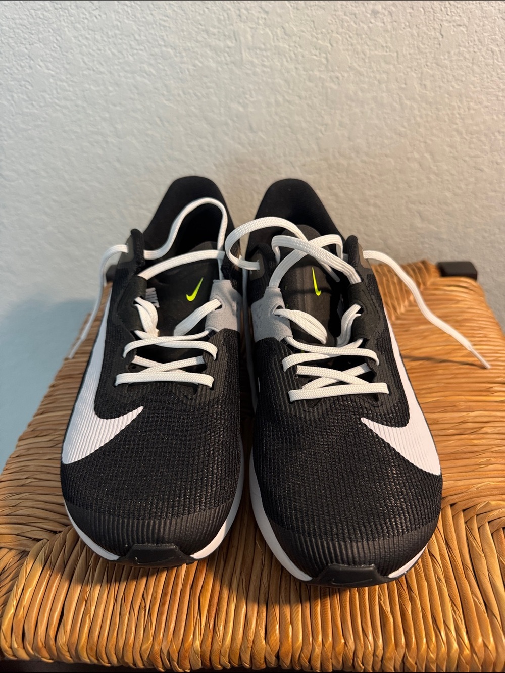 Nike Black & White Men's Running Sneakers with Neon Green Accent